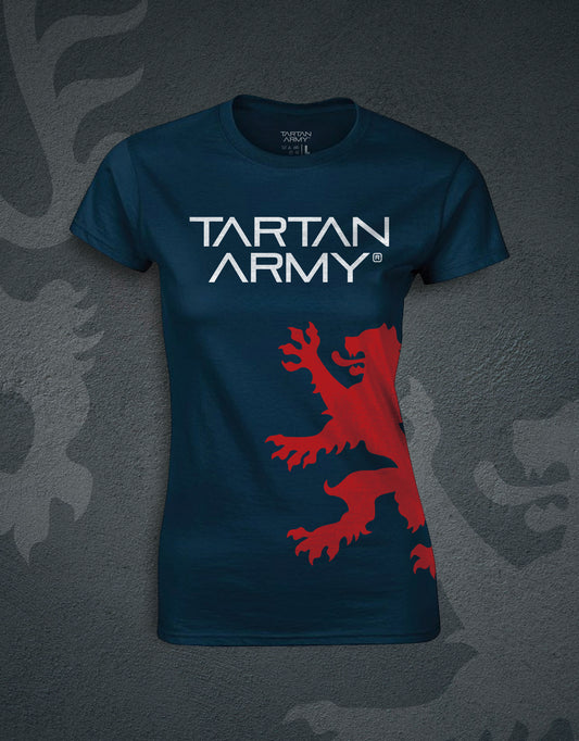 Lion Rampant Fitted T-Shirt | Navy | Official Tartan Army Store