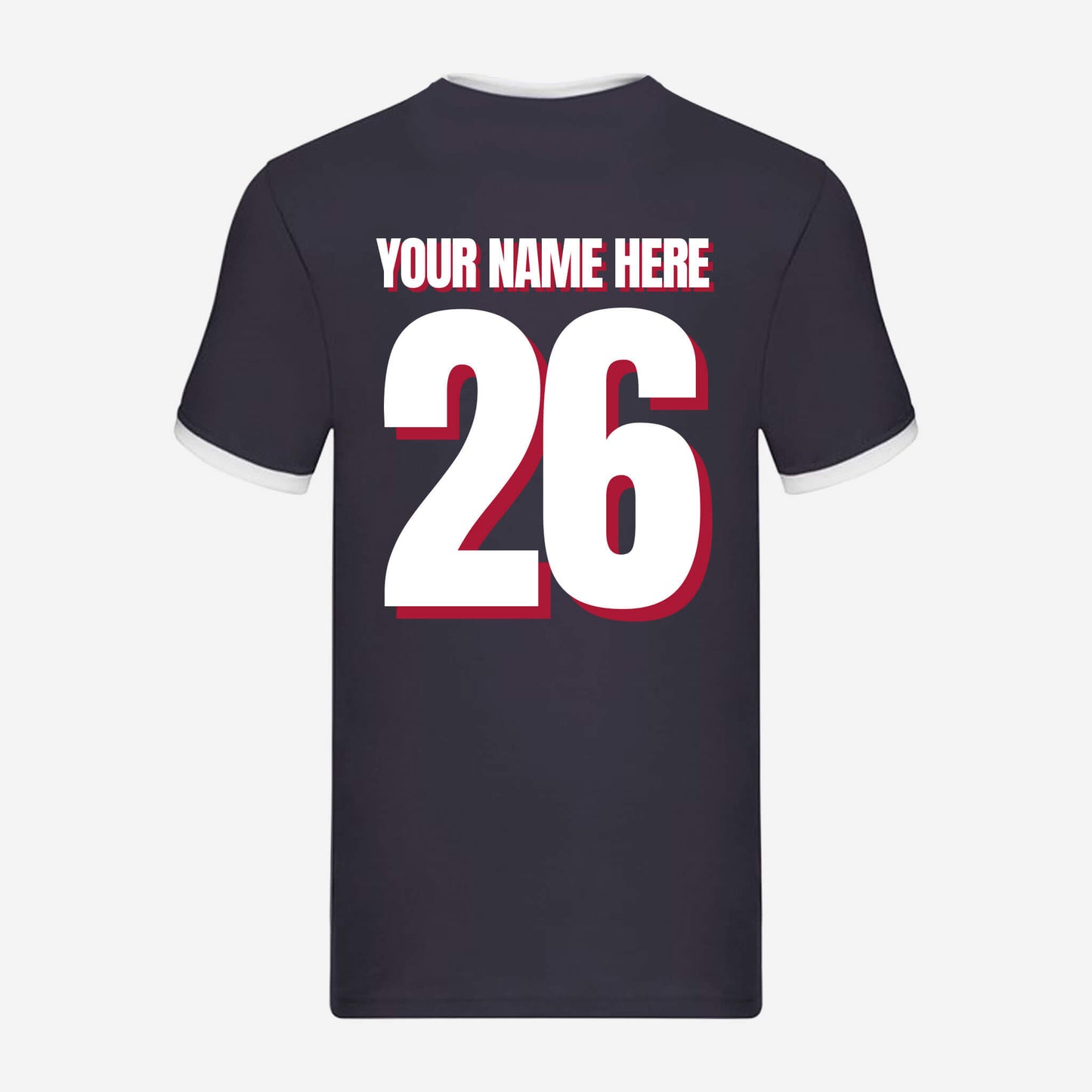 Personalised Retro T-Shirt - Navy - Back View - Official Tartan Army