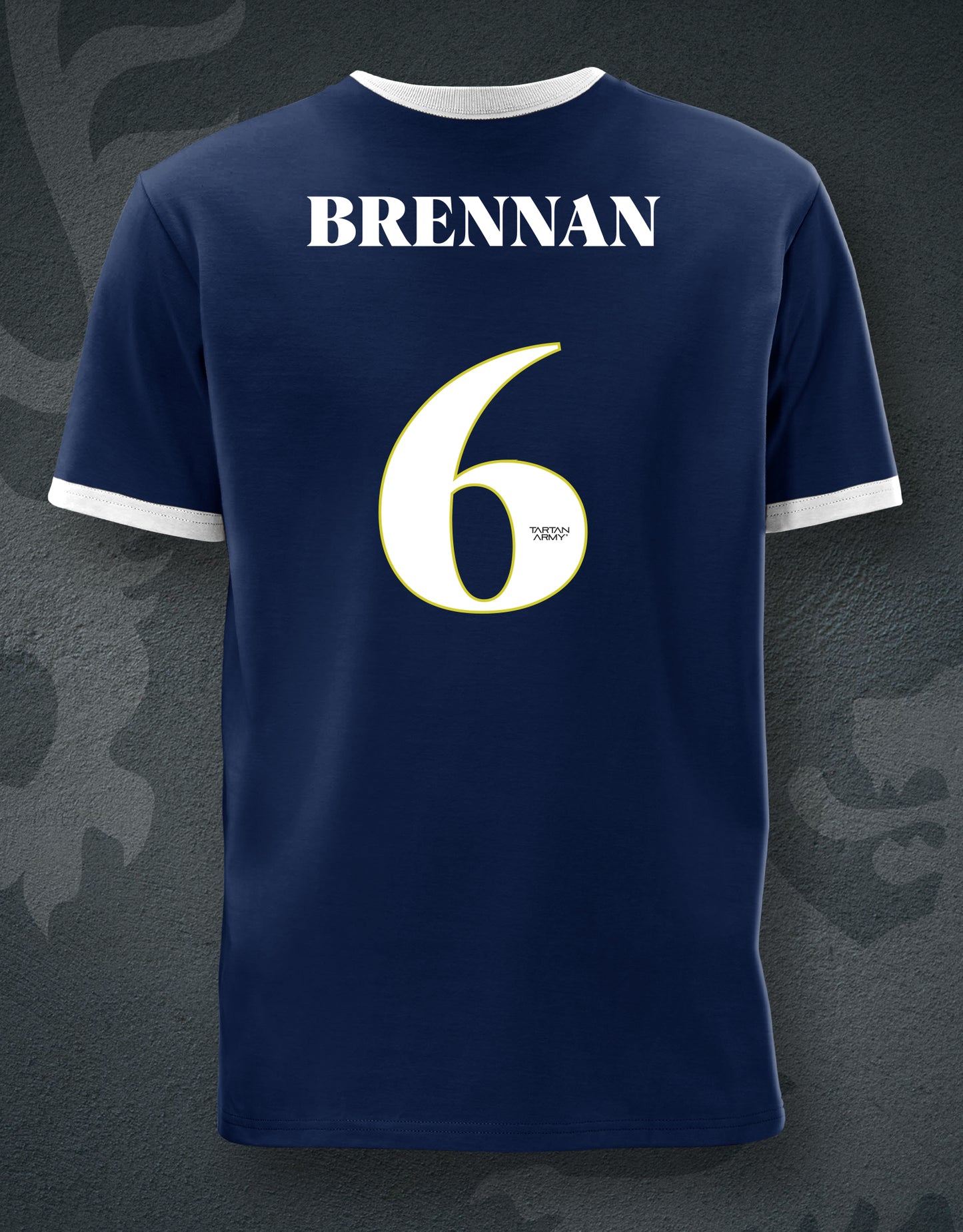 Personalised Retro T-Shirt | Navy/White | Back View | Official Tartan Army Store