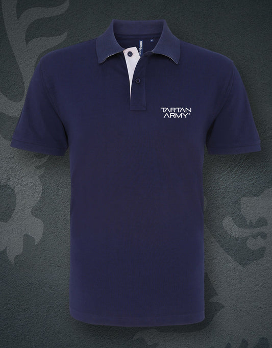 TA Contrast Embroidered Polo | Navy/White | Official Tartan Army Store
