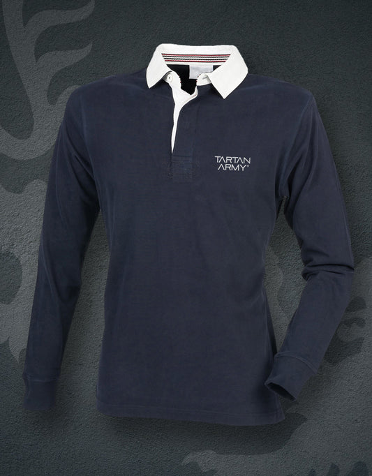 TA Long Sleeve Embroidered Rugby Top | Navy | Official Tartan Army Store