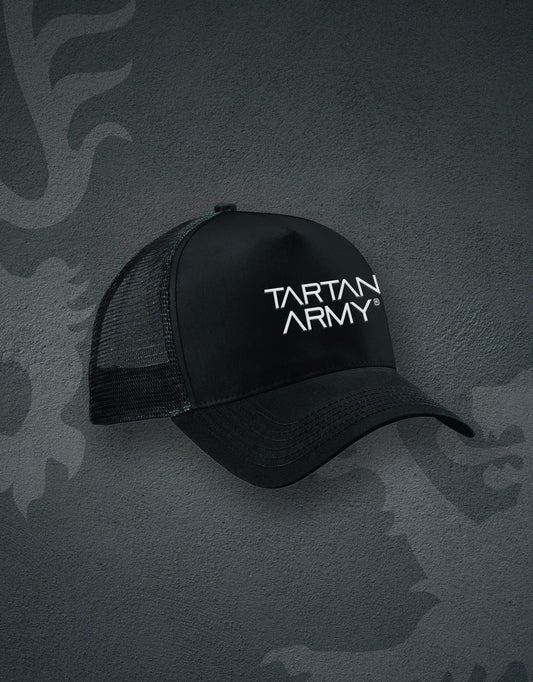 TA Embroidered Snapback Trucker Cap | Black/White | Official Tartan Army Store | 