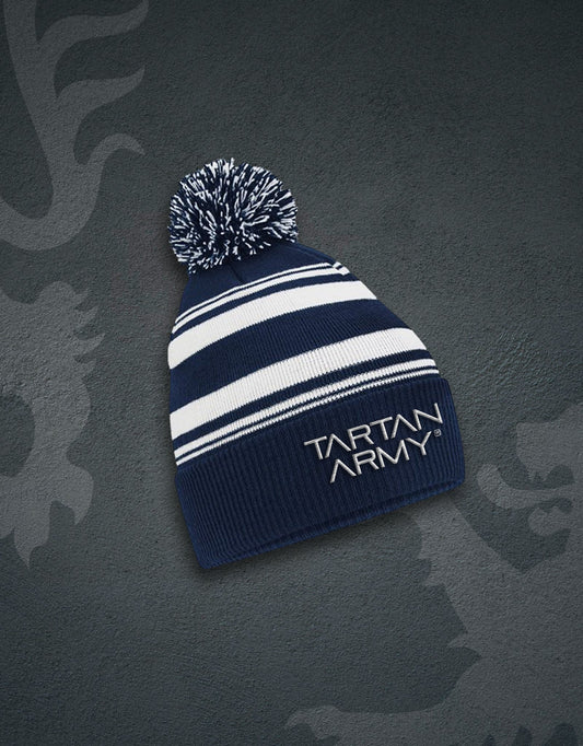 TA Embroidered Stripe Beanie | Navy/White | Official Tartan Army Store