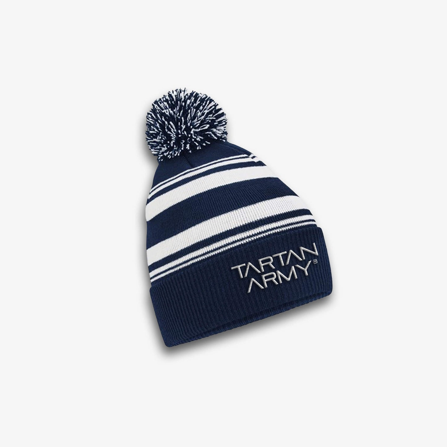 TA Embroidered Stripe Beanie | Navy/White | Official Tartan army