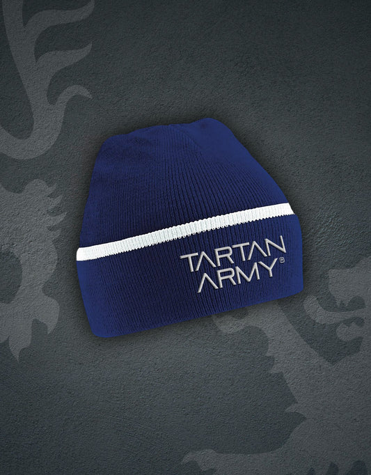 TA Embroidered Teamwear Beanie | Navy/White | Official Tartan Army Store