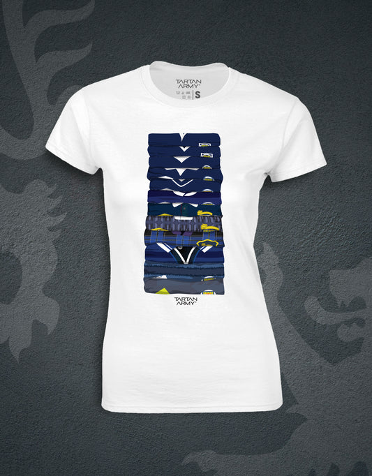 Scotland Football Shirts Through The Years Fitted T-Shirt | Official Tartan Army Store