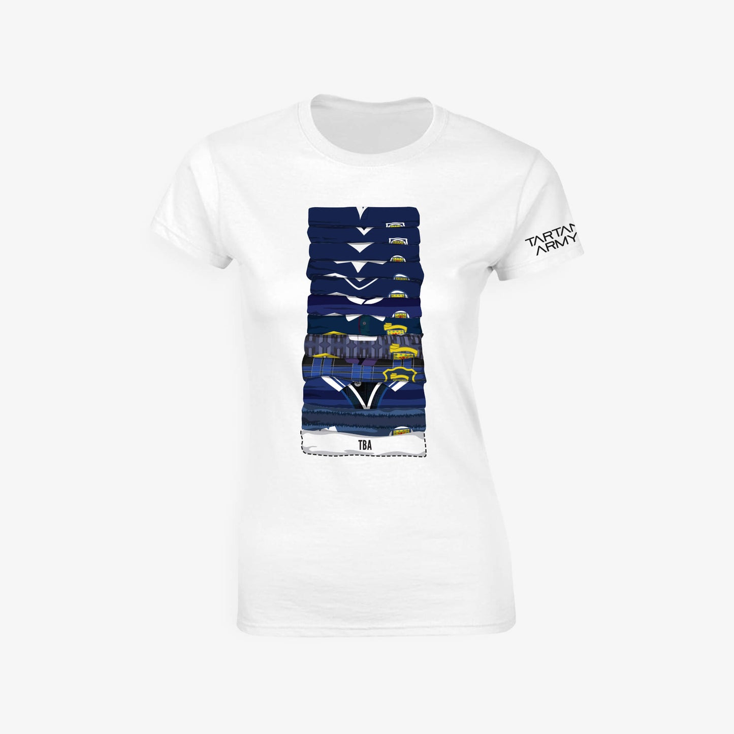 Scotland Football Shirts Through The Years Fitted T-Shirt | Official Tartan Army Store