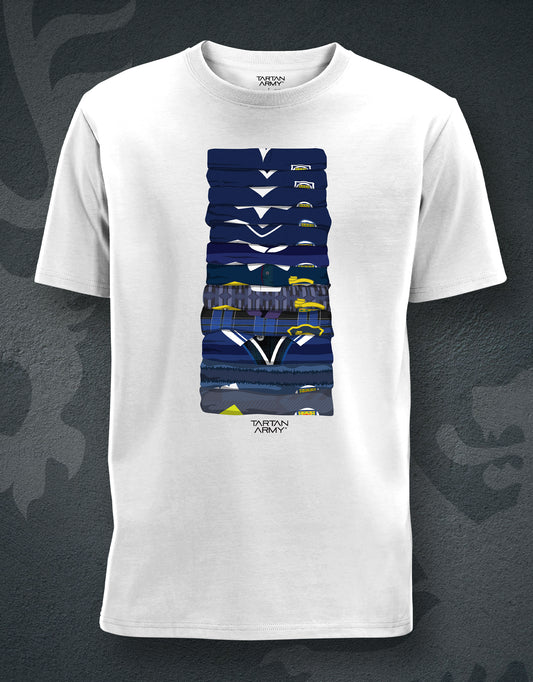Scotland Football Shirts Through The Years T-Shirt | Official Tartan Army Store