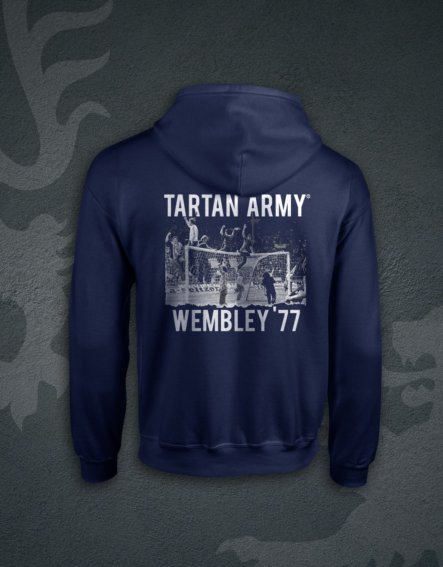Wembley '77 Hoodie Hoodie | Navy | Back View | Official Tartan Army Store