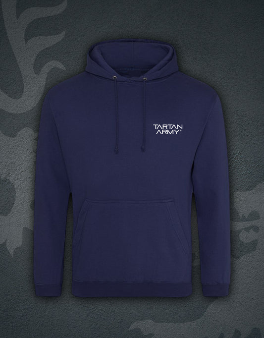 Wembly '77 Hoodie Hoodie | Navy | Front View | Official Tartan Army Store