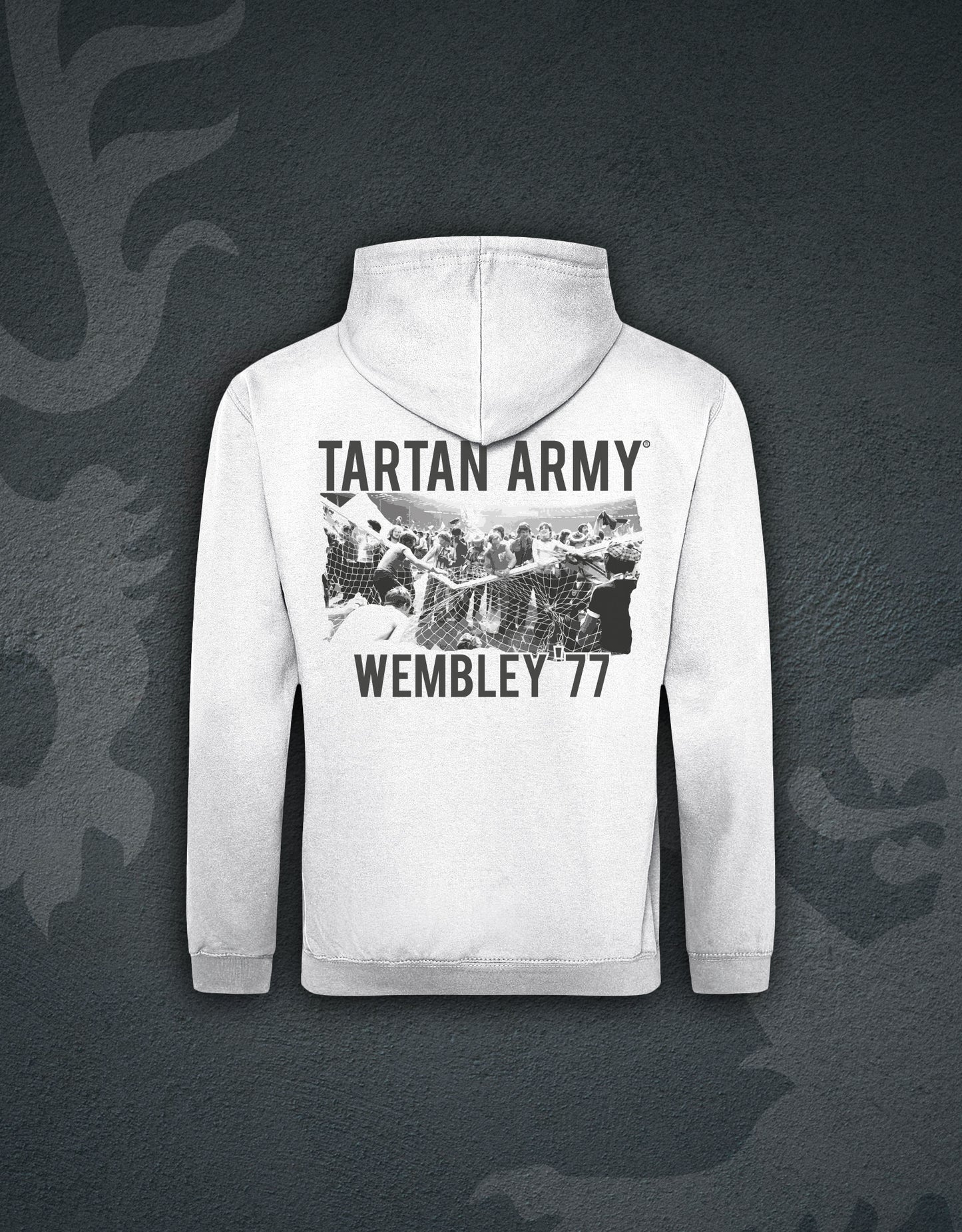 Wembley '77 Hoodie Hoodie | White | Back View | Official Tartan Army Store