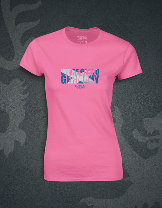We're Off To Germany Fitted T-Shirt | Pink | Official Tartan Army Store