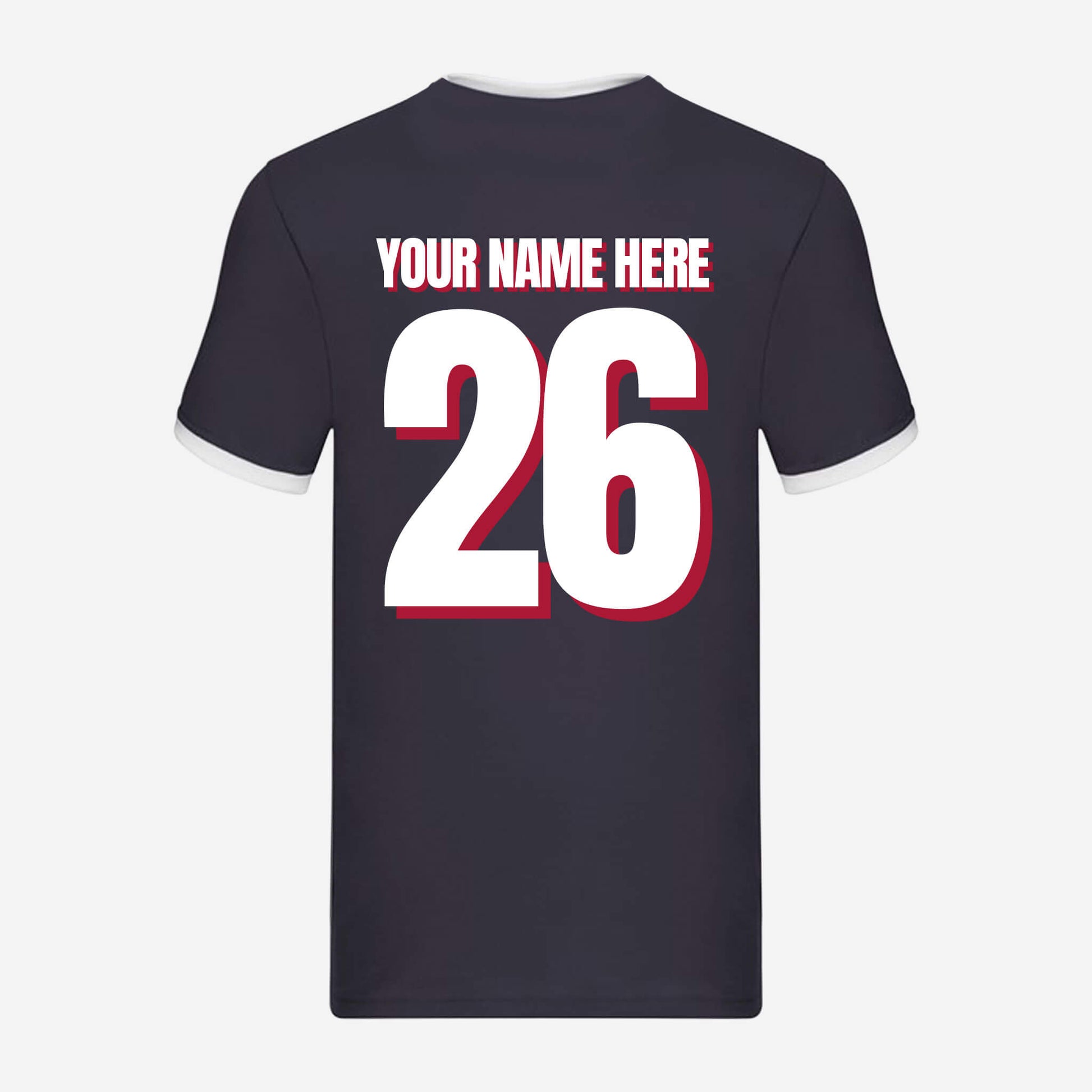 Personalised Retro T-Shirt - Navy - Back View - Official Tartan Army