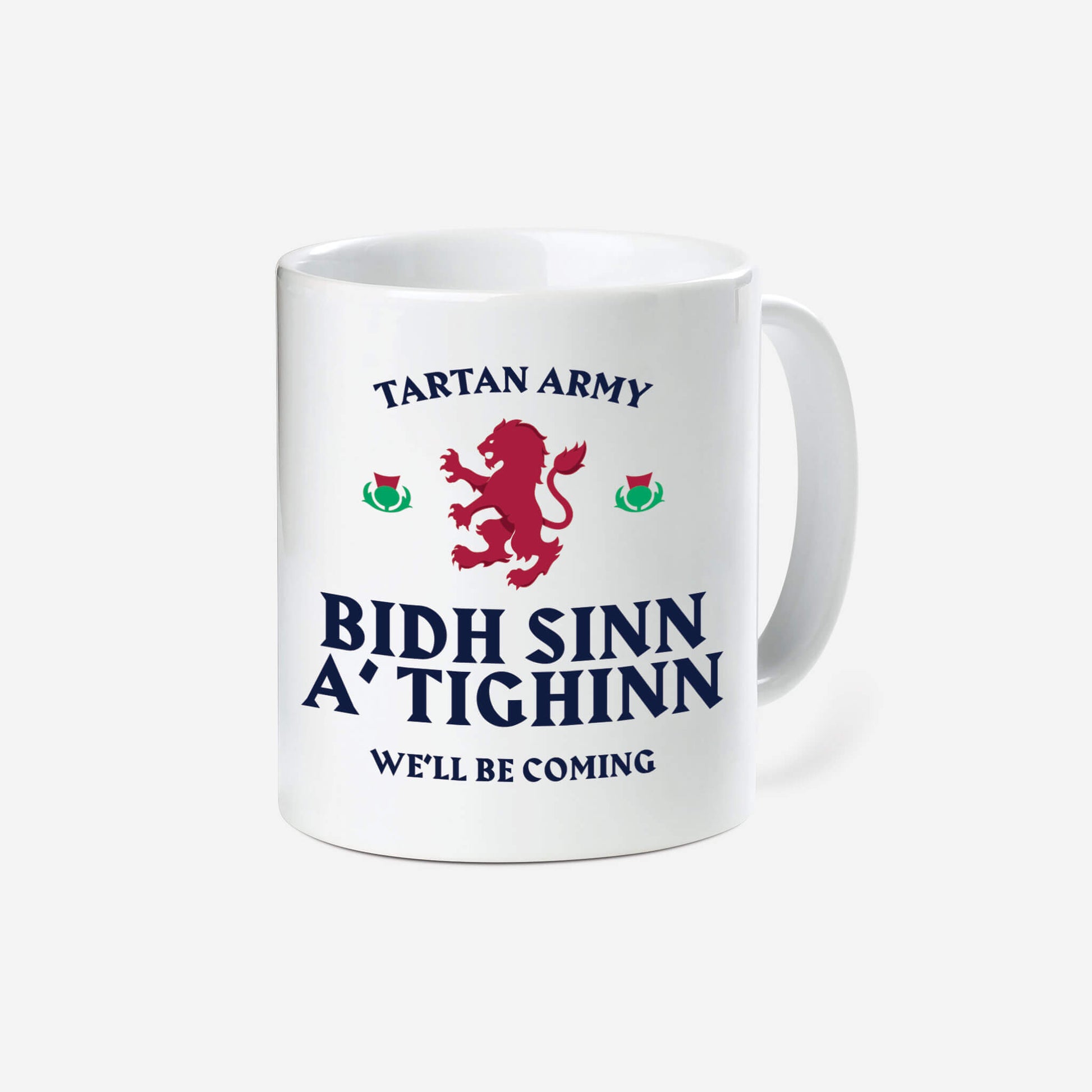 Gaelic We'll Be Coming Ceramic Mug - White - Official Tartan Army
