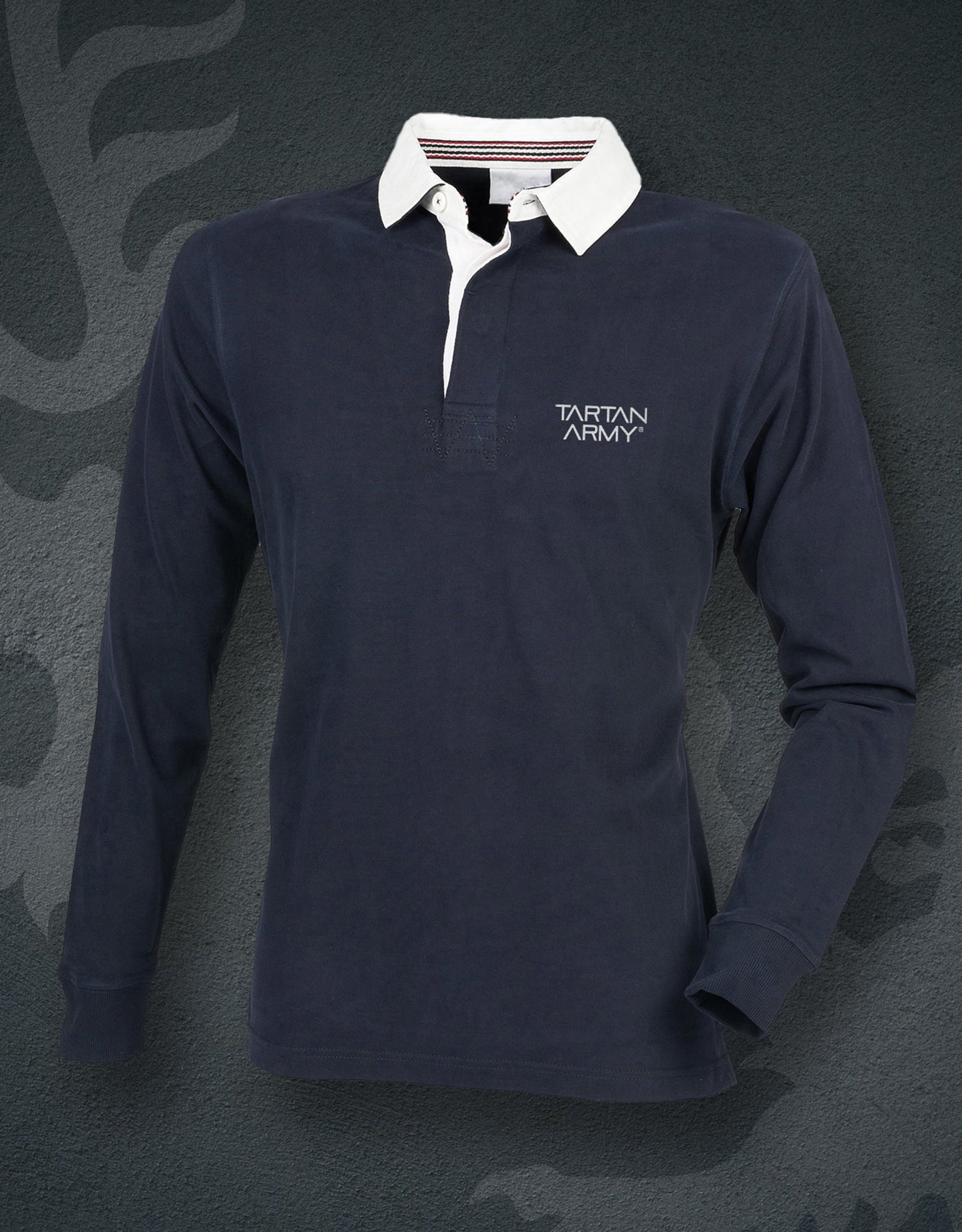 TA Long Sleeve Embroidered Rugby Top | Navy | Official Tartan Army Store