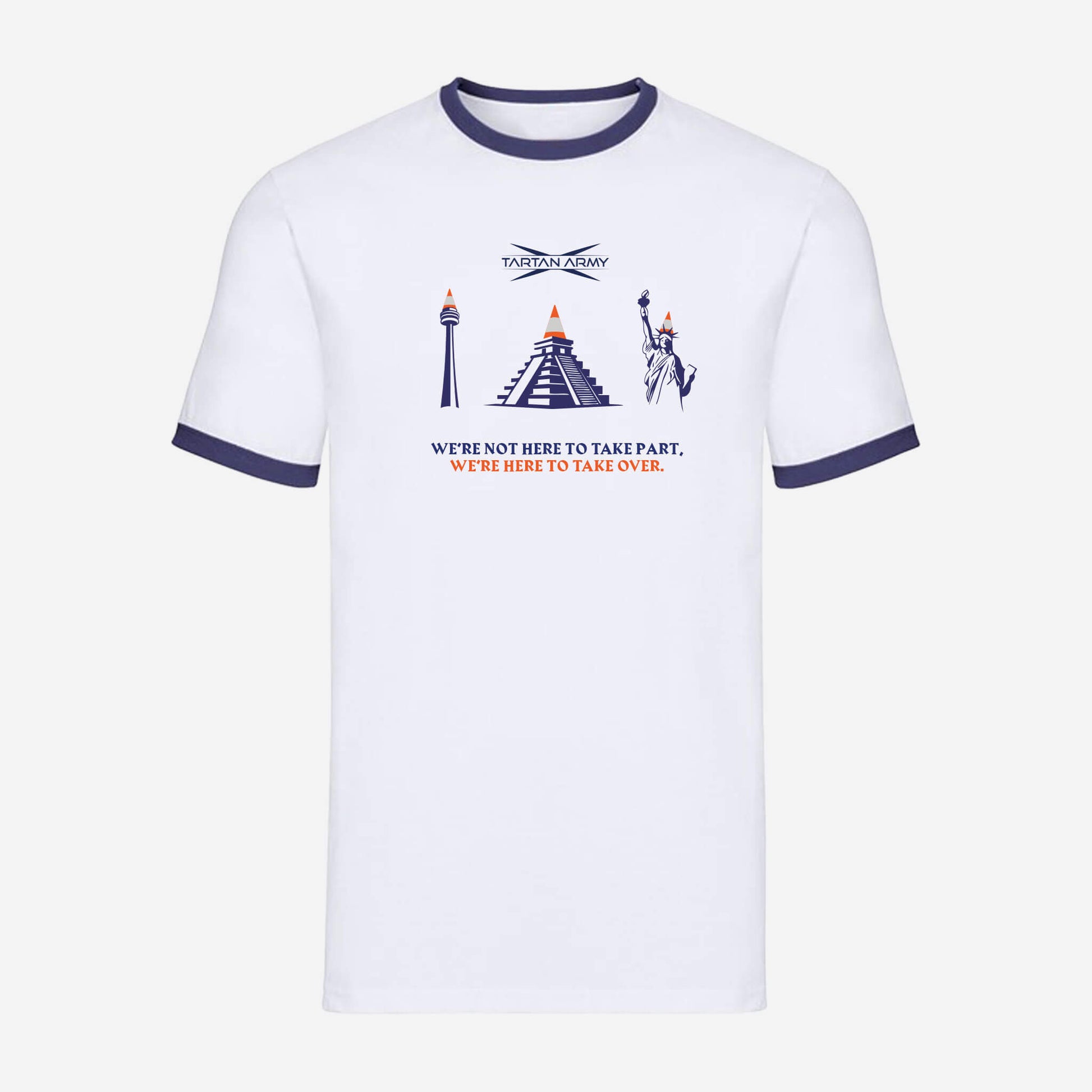 Landmarks Ringer T-Shirt - White/Navy -Official Tartan Army