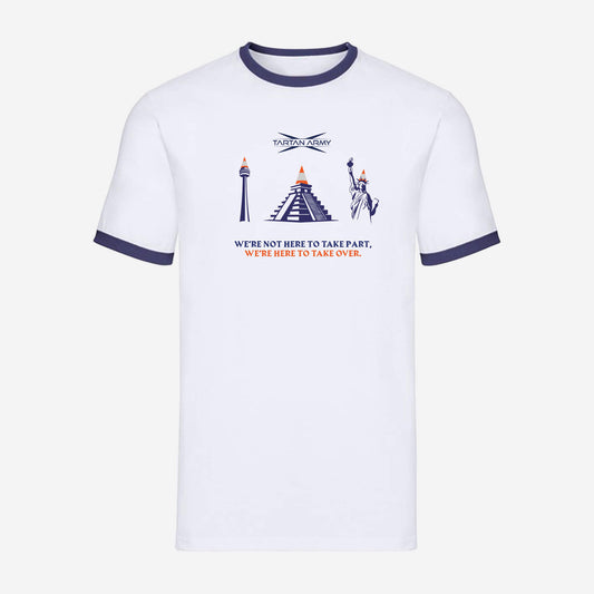 Landmarks Ringer T-Shirt - White/Navy -Official Tartan Army