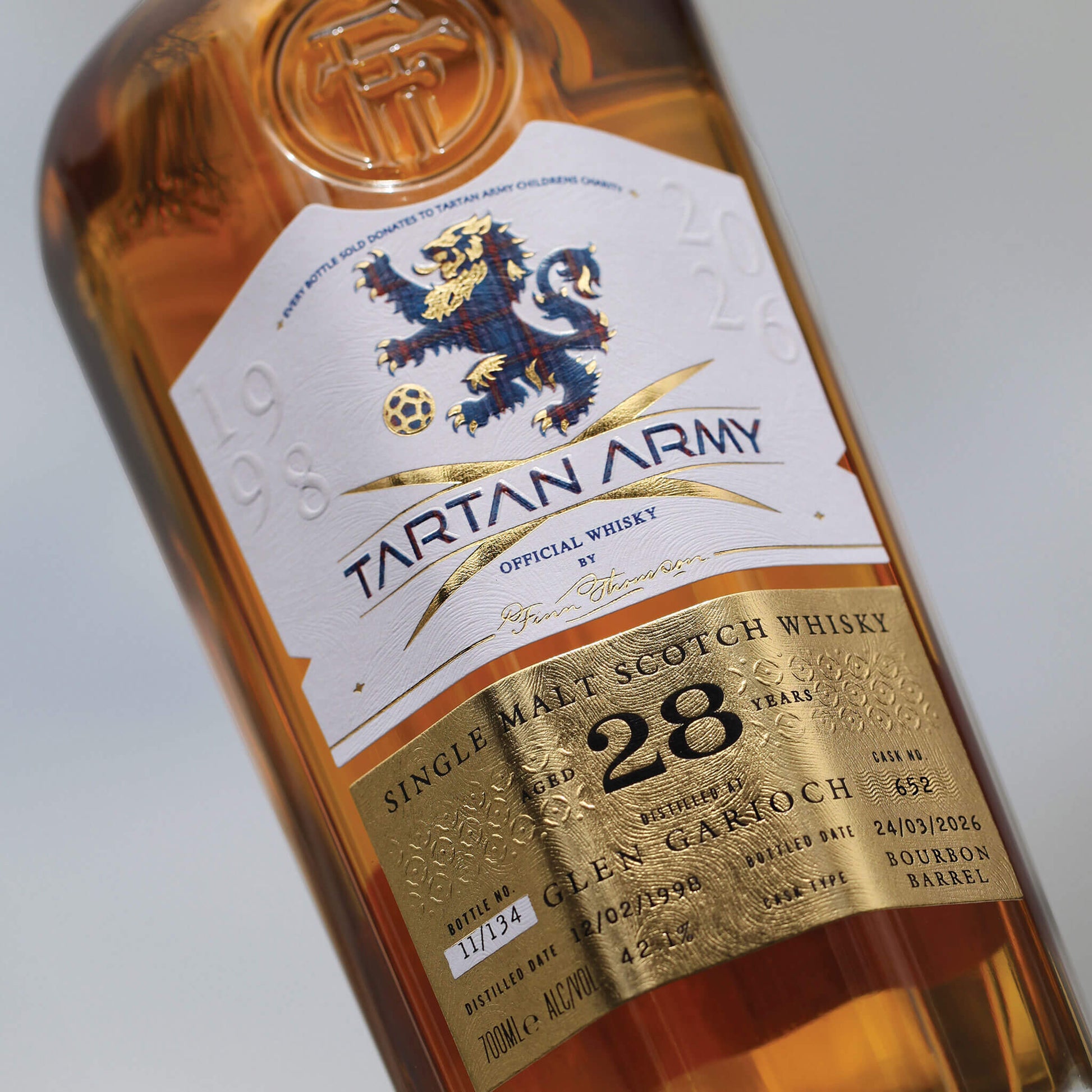 Close up image of Tartan Army Glen Garioch Whisky